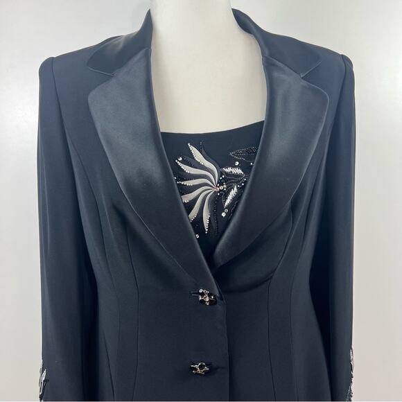 My Ferry Vintage Black 3D Textured Floral Sequin Beaded Detail Top & Blazer - Picture 5 of 15